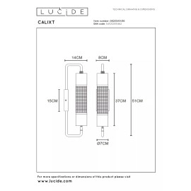 CALIXT sienas lampa augstums 51 cm 1xE27 melna (Lucide)