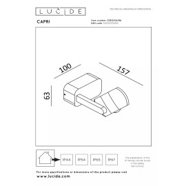 CAPRI āra sienas prožektors 1x8W Integrated LED IP54 kafijas brūna (Lucide)