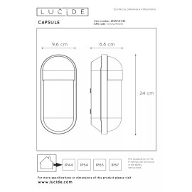 CAPSULE āra sienas lampa 1xE27 melna (Lucide)