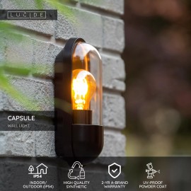 CAPSULE āra sienas lampa 1xE27 melna (Lucide)