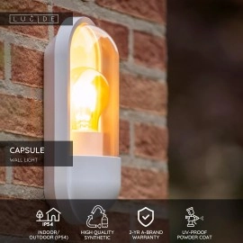 CAPSULE āra sienas lampa 1×15W E27 balta (Lucide)