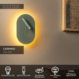 CARMINO Sienas lampa LED 1x9,8W 2700K zaļa (Lucide)