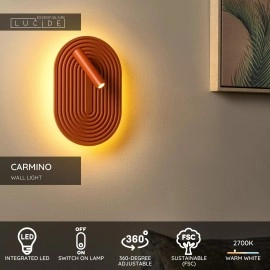 CARMINO Sienas lampa LED 1x12W 2700K terakota (Lucide)