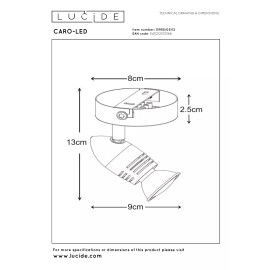 CARO-LED griestu prožektors Ø9 cm GU10 1 x 5 W 2700K satīna hroms (Lucide)
