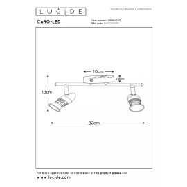 CARO-LED griestu prožektors GU10 2 x 5 W 2700K satīna hroms (Lucide)