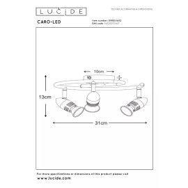 CARO-LED griestu prožektors Ø31 cm GU10 3 x 5 W 2700K satīna hroms (Lucide)