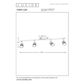 CARO-LED griestu prožektors GU10 4 x 5 W 2700K satīna hroms (Lucide)