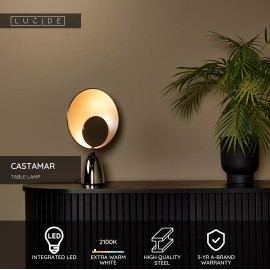 CASTAMAR galda lampa Ø25,5 cm LED 8W 2100K hroma (Lucide)