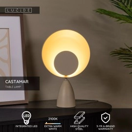 CASTAMAR galda lampa Ø25,5 cm LED 8W 2100K taupe (Lucide)