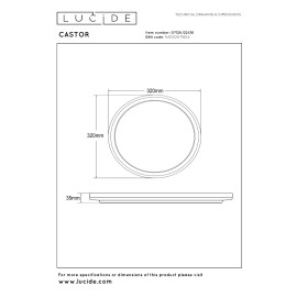 CASTOR LED griestu gaismeklis 20 W 2700-6500 K + RGB opāla (Lucide)