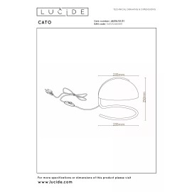 CATO galda lampa Ø23,5 cm E27 balta (Lucide)