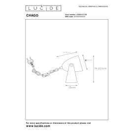 CHAGO galda lampa 14.5x12 cm 1xE14 pelēka (Lucide)