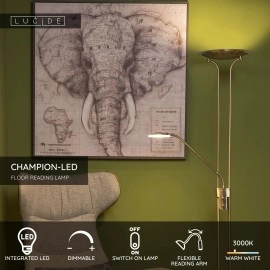 CHAMPION-LED stāvlampa lasīšanai LED 20W + 4W bronza (Lucide)
