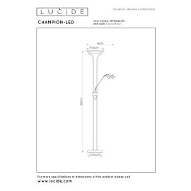 CHAMPION-LED stāvlampa lasīšanai LED 20W + 4W melna (Lucide)