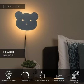 CHARLIE LED bērnu sienas lampa 7 W 2700 K zila (Lucide)