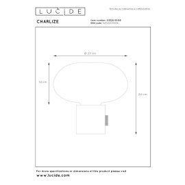 CHARLIZE galda lampa Ø23 cm 1 x 40 W E27 melna (Lucide)
