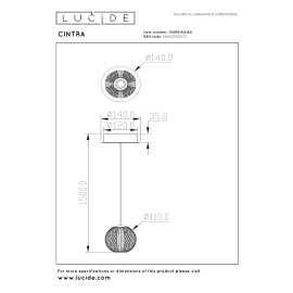 CINTRA piekaramā lampa LED 1x5,7 W 2700 K Ø14 cm caurspīdīga (Lucide)