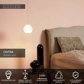 CINTRA piekaramā lampa LED 1x5,7 W 2700 K Ø14 cm caurspīdīga (Lucide)
