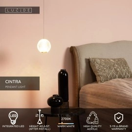 CINTRA piekaramā lampa LED 1x5,7 W 2700 K Ø14 cm caurspīdīga (Lucide)
