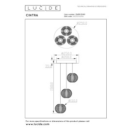 CINTRA piekaramā lampa LED 3x4,7 W 2700 K Ø25 cm caurspīdīga (Lucide)