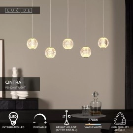 CINTRA piekaramā lampa LED 5x4,7 W 2700 K 84 cm caurspīdīga (Lucide)