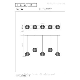 CINTRA piekaramā lampa LED 5x4,7 W 2700 K 84 cm caurspīdīga (Lucide)