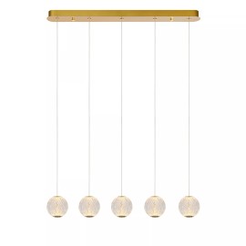 CINTRA piekaramā lampa LED 5x4,7 W 2700 K 84 cm caurspīdīga (Lucide)