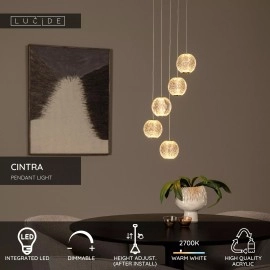 CINTRA piekaramā lampa LED 5x4,7 W 2700 K Ø32 cm caurspīdīga (Lucide)