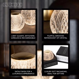 CINTRA uzlādējama galda lampa LED 1x2 W 2700 K Ø11 cm caurspīdīga (Lucide)