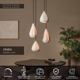 CINZIA piekaramā lampa Ø55,5 cm 4xE27 balta (Lucide)