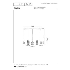 CINZIA piekaramā lampa 8xE27, balta (Lucide)