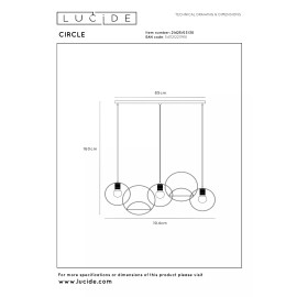 CIRCLE piekaramā lampa 104 cm 3 x E27 melna (Lucide)