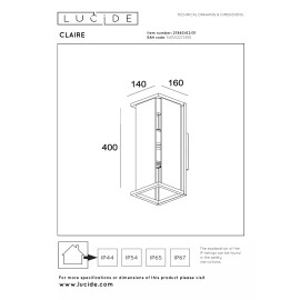 CLAIRE — āra sienas lampa, 2xE27, 15W, IP54, Metal, balta (Lucide)