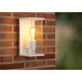 CLAIRE — āra sienas lampa, 1xE27, 15W, IP54, Metal, balta (Lucide)