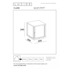 CLAIRE — āra stabiņš, 1xE27, 15W, IP54, balta (Lucide)
