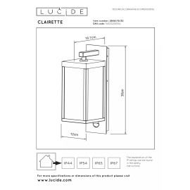 CLAIRETTE āra sienas lampa 1 × 13 W Integrated LED 3000K antracīta (Lucide)
