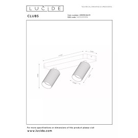 CLUBS griestu spot gaismeklis 2xGU10 balts