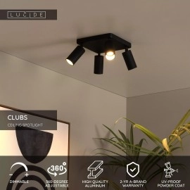 CLUBS griestu spot gaismeklis 4xGU10 melns