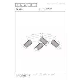 CLUBS griestu spot gaismeklis 4xGU10 balts
