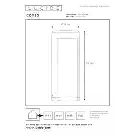 COMBO āra stabiņš LED 1×9W 3000K melna (Lucide)