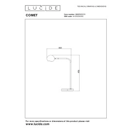 COMET uzlādējama LED galda lampa 3W 2700K balta (Lucide)