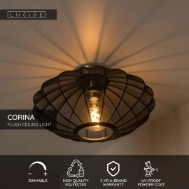 CORINA griestu lampa Ø40 cm 1xE27 melna (Lucide)