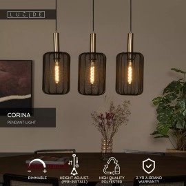 CORINA piekaramā lampa 3xE27 melna (Lucide)