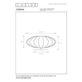 Galda lampa CORINA Ø40 cm 1xE27 40W krēmkrāsas (Lucide)
