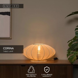 Galda lampa CORINA Ø40 cm 1xE27 40W krēmkrāsas (Lucide)