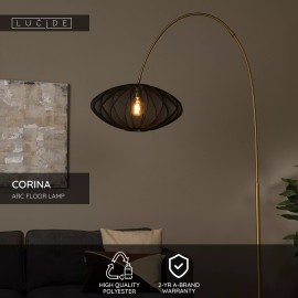 Arkveida stāvlampa CORINA 1xE27 40W melna (Lucide)