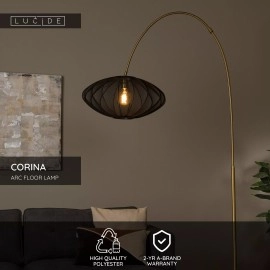Arkveida stāvlampa CORINA 1xE27 40W melna (Lucide)
