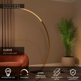 CURVE lokveida LED stāvlampa 15 W 2700K zelta/misiņa (Lucide)