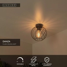 DANZA griestu lampa Ø25 cm 1xE27 melna (Lucide)