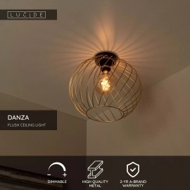 DANZA griestu lampa Ø40 cm 1xE27 matēta zelta/misiņa (Lucide)